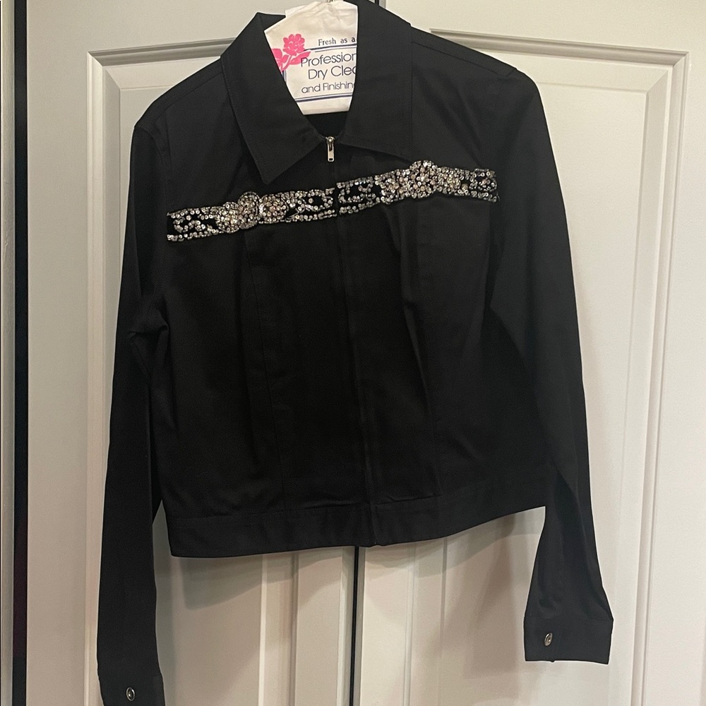 Elegant Black Women's Jacket with rhinestones
